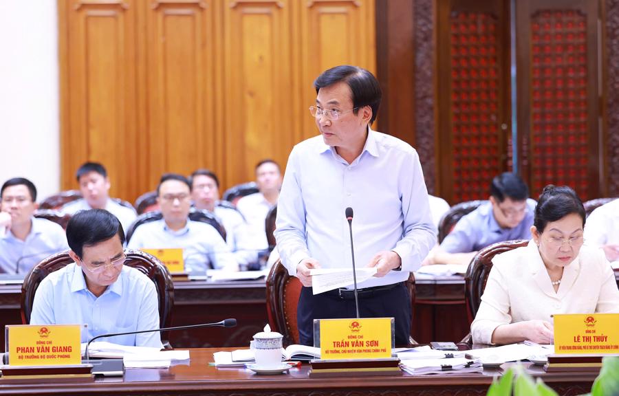 Bộ trưởng, Chủ nhiệm Văn phòng Chính phủ Trần Văn Sơn phát biểu tại buổi làm việc - Ảnh: VGP/Nhật Bắc