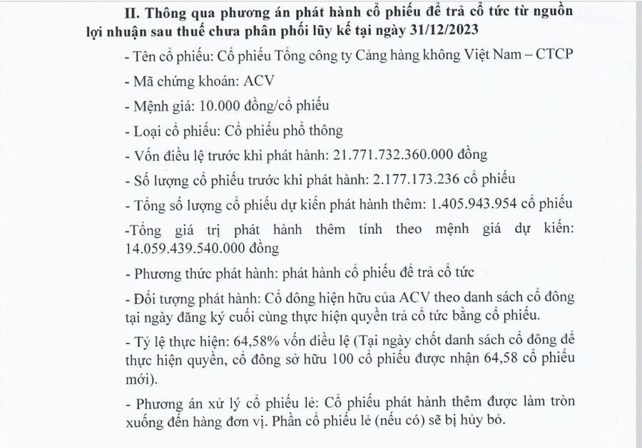 Hơn 96% cổ đông đồng thuận việc ACV chia cổ tức bằng cổ phiếu - Ảnh 1