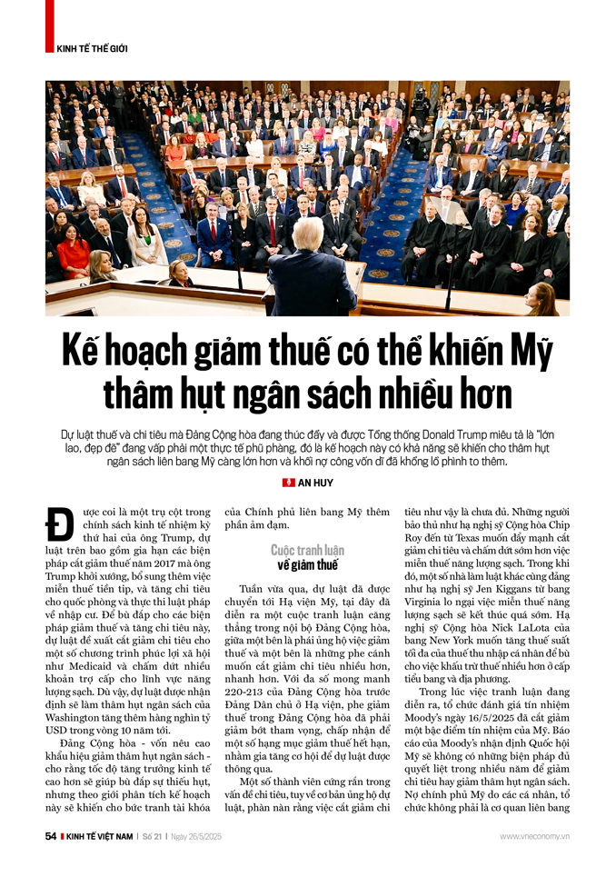 Kế hoạch giảm thuế có thể khiến Mỹ thâm hụt ngân sách nhiều hơn - Ảnh 1