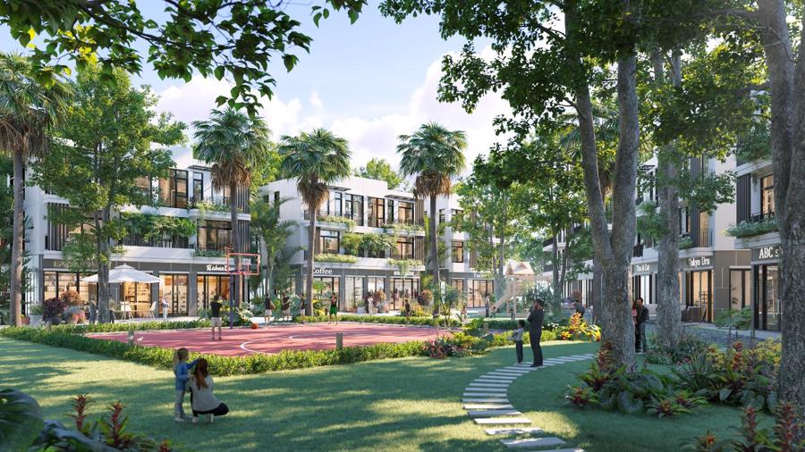 Không gian sống và kinh doanh thương mại khu vực thấp tầng Sky Retreat.
