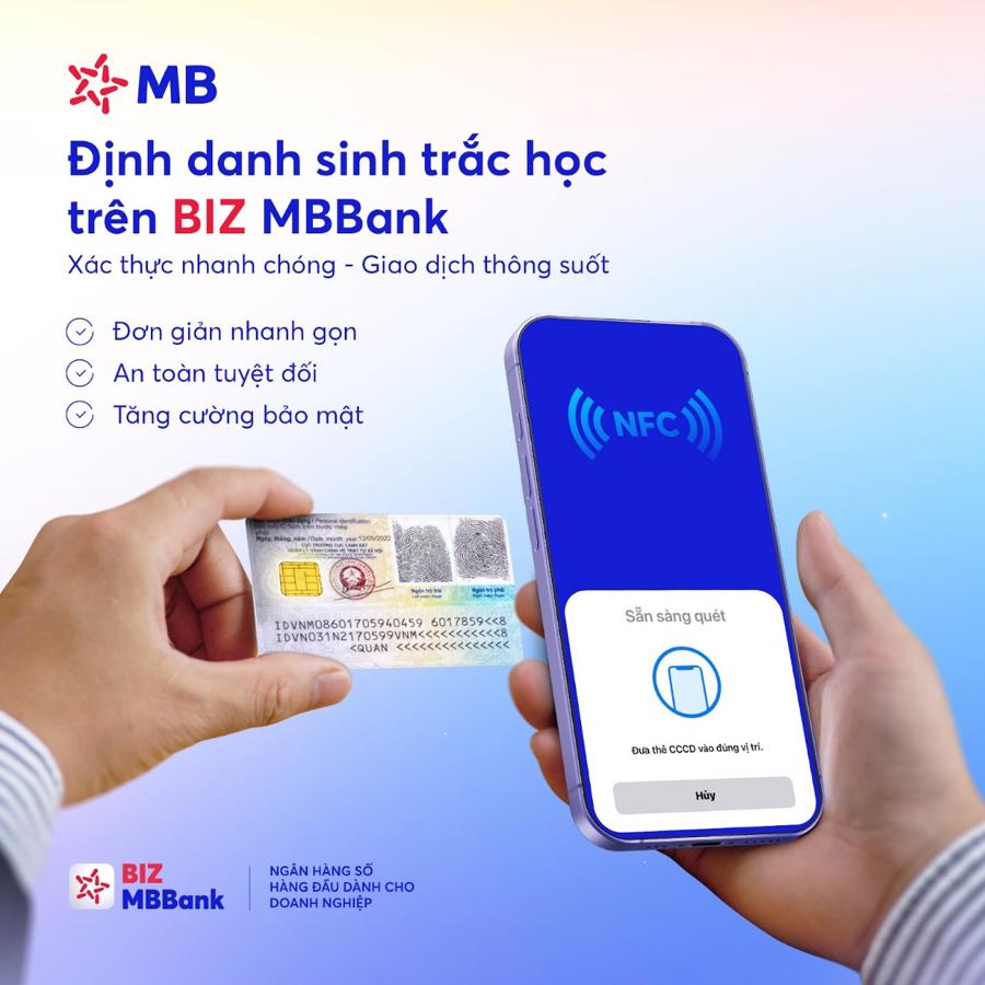 Khách hàng Doanh nghiệp có thể định danh sinh trắc học trực tuyến trên ứng dụng BIZ MBBank.