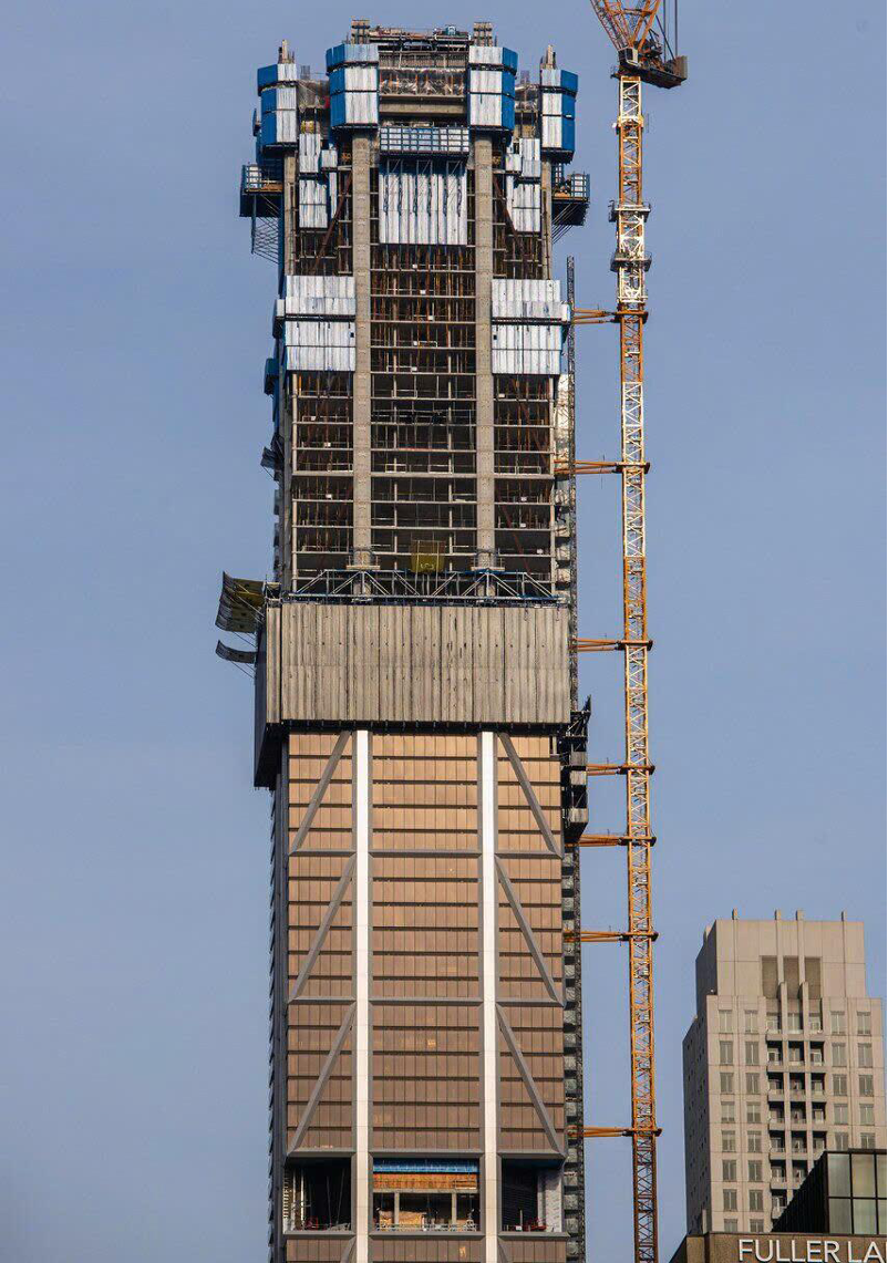Close-up of the façade currently under installation in Canada