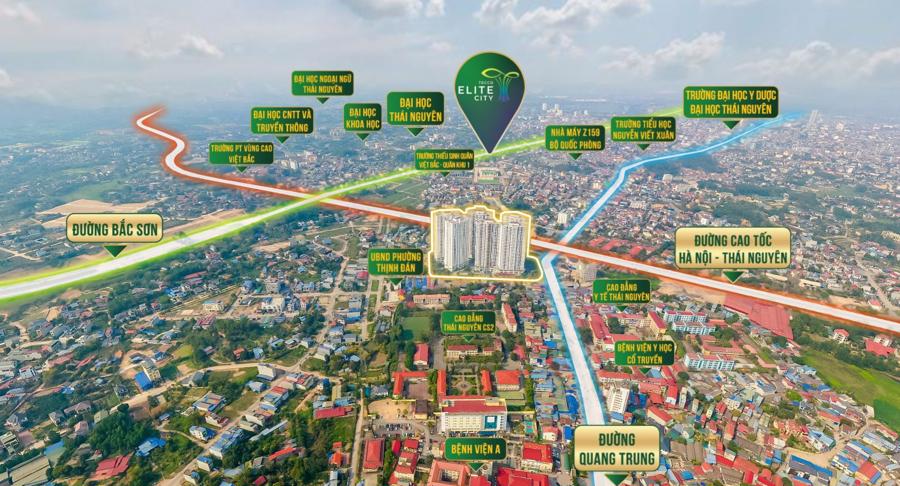 Tecco Elite City sở hữu vị trí trung tâm kinh tế - y tế - giáo dục - công nghiệp của Thái Nguyên.