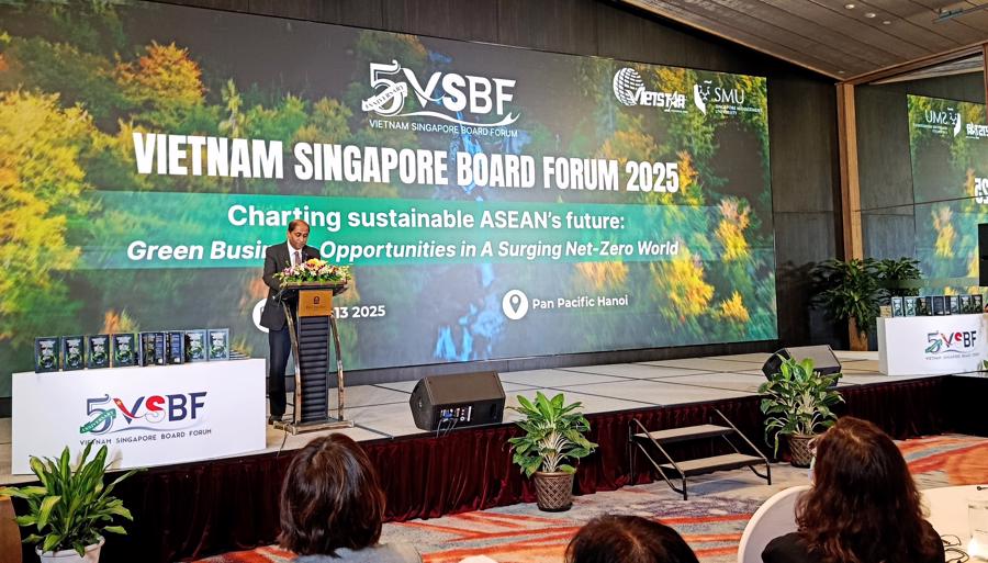 Ng&agrave;i H.E. Jaya Ratnam, Đại sứ Singapore tại Việt Nam: "Việt Nam v&agrave; Singapore khẳng định cam kết mạnh mẽ về h&agrave;nh động kh&iacute; hậu hiệu quả, hướng tới mục ti&ecirc;u Netzero năm 2050. D&ugrave; chi ph&iacute; cho qu&aacute; tr&igrave;nh n&agrave;y kh&ocirc;ng hề nhỏ, nhưng c&aacute;i gi&aacute; phải trả cho sự chậm trễ c&ograve;n lớn hơn nhiều".