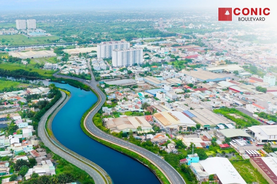 Minh họa tuyến đường ven - Từ 7 quận huyện kết nối Conic Boulevard sau khi hoàn thiện.