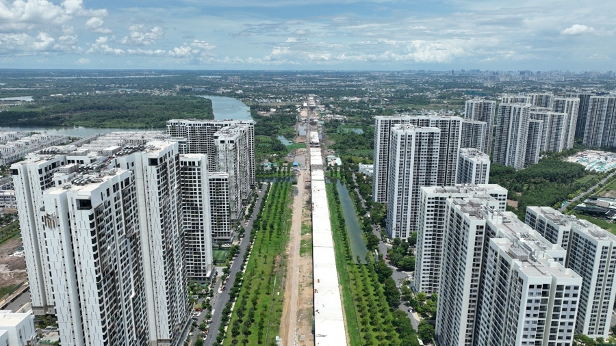 Đường vành đai 3 đi xuyên khu đô thị Grand Park chuẩn bị về đích, tạo cú hích hạ tầng, gia tăng tiềm năng thương mại cho bộ đôi Masteri Centre Point và Lumière Boulevard.