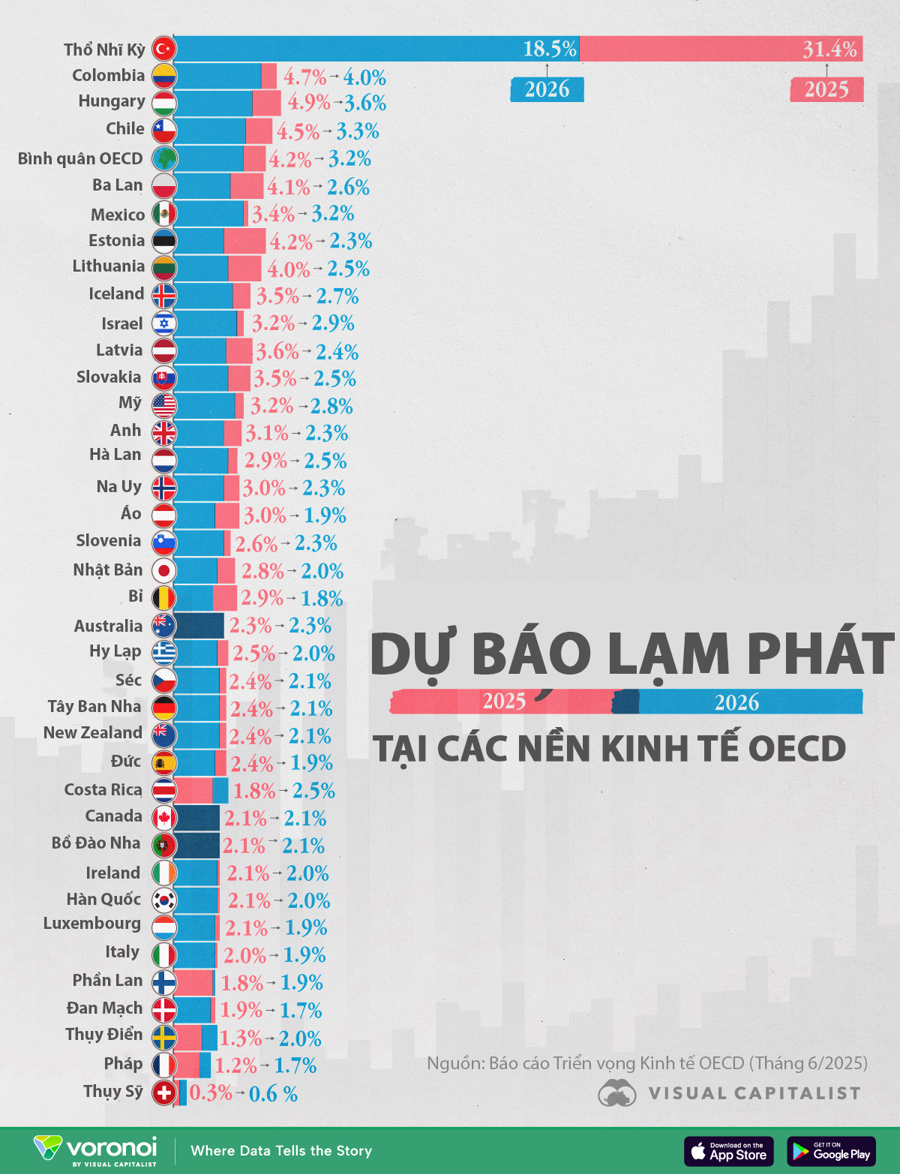 Dự báo lạm phát tại các nền kinh tế lớn năm 2025 và 2026 - Ảnh 1