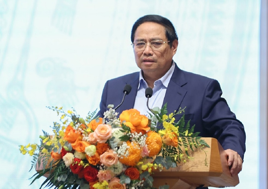 Thủ tướng Phạm Minh Chính: "Mục tiêu cao nhất là phát triển đất nước giàu mạnh, văn minh, thịnh vượng, lấy nông nghiệp sinh thái – nông dân văn minh – nông thôn hiện đại làm trụ cột". Ảnh: VGP.