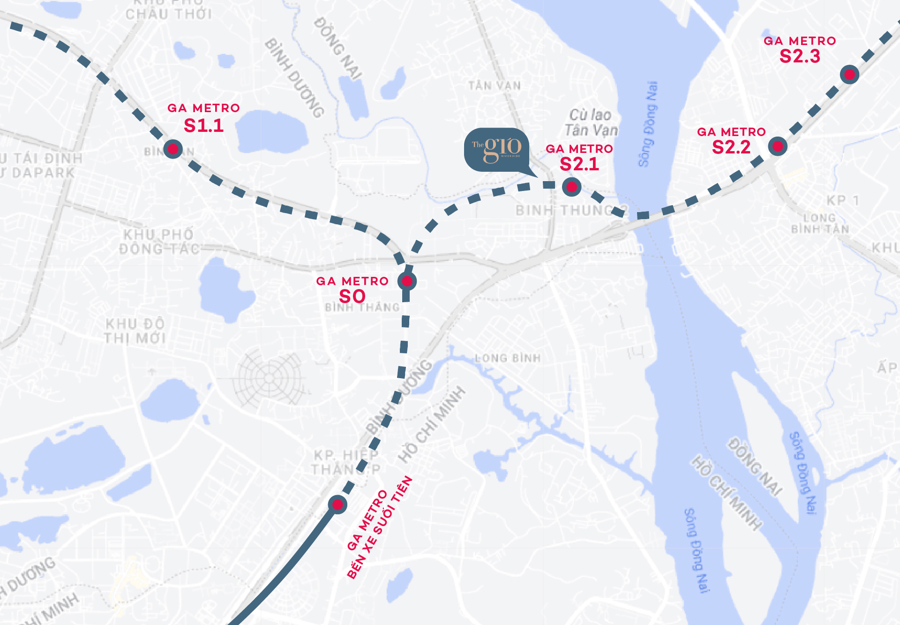 Đồ họa tuyến Metro Bình Dương và Đồng Nai.