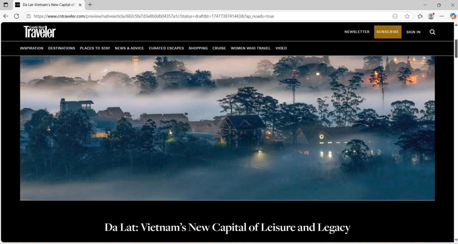 Đà Lạt xuất hiện trên tạp chí Condé Nast Traveler.