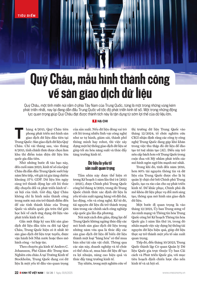 Quý Châu, mẫu hình thành công về sàn giao dịch dữ liệu - Ảnh 1