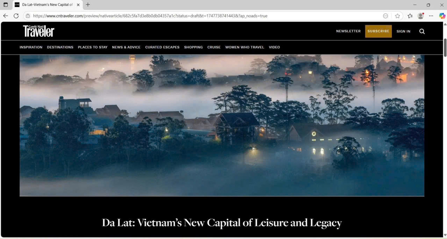 Da Lat featured in Condé Nast Traveler magazine 