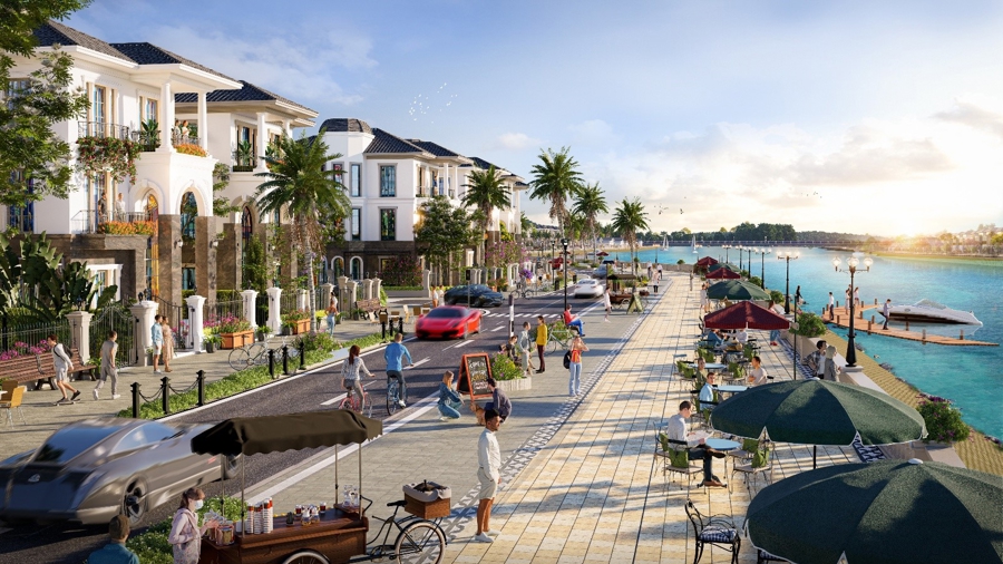 Những dãy biệt thự ven sông đắt giá thuộc phân khu Elite - trái tim của Thanh Sơn Riverside Garden.