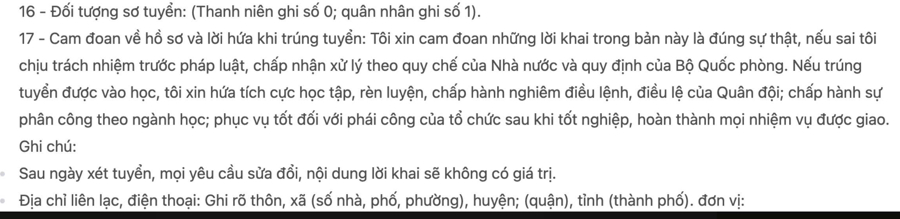 Văn bản đ&atilde; được nhận dạng từ chữ viết tay ở H&igrave;nh ảnh v&iacute; dụ mẫu đơn tuyển sinh Đại học KTQS b&ecirc;n tr&ecirc;n