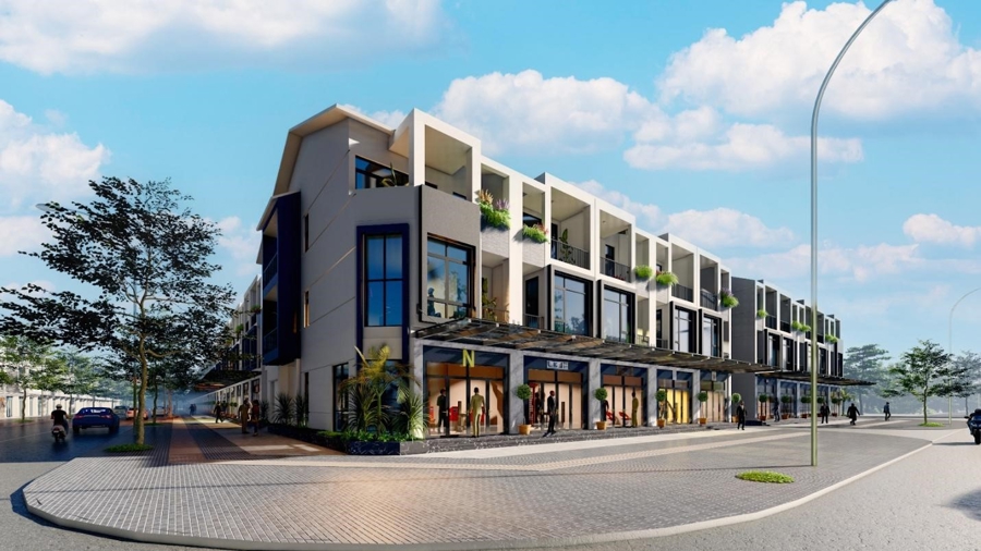 Phối cảnh trục giao thông chính phố chuyên gia Ecolux City.