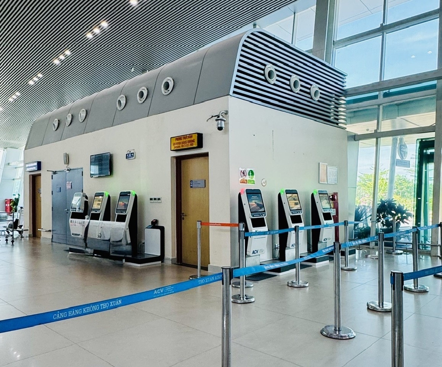 Hệ thống quầy Kios check in online tại Cảng Hàng Không Thọ Xuân sau cải tại nhà ga hành khách