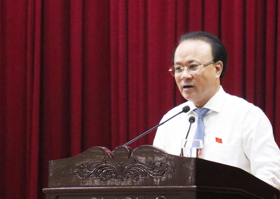Phó Chủ tịch Thường trực HĐND tỉnh Nguyễn Nam Đình phát biểu tại phiên chất vấn. Ảnh: Thương Huyền