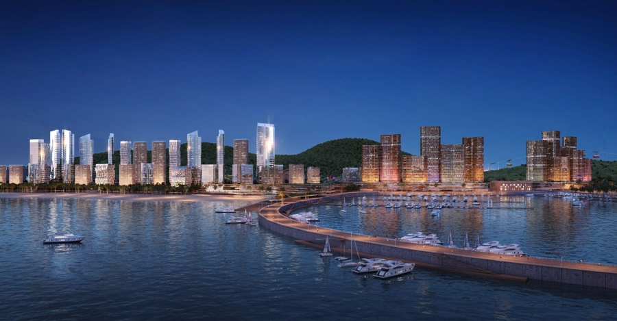 Một góc phối cảnh Sun Elite City, quần thể đô thị nghỉ dưỡng đẳng cấp bên vịnh di sản Hạ Long. (Ảnh: Sun Property).