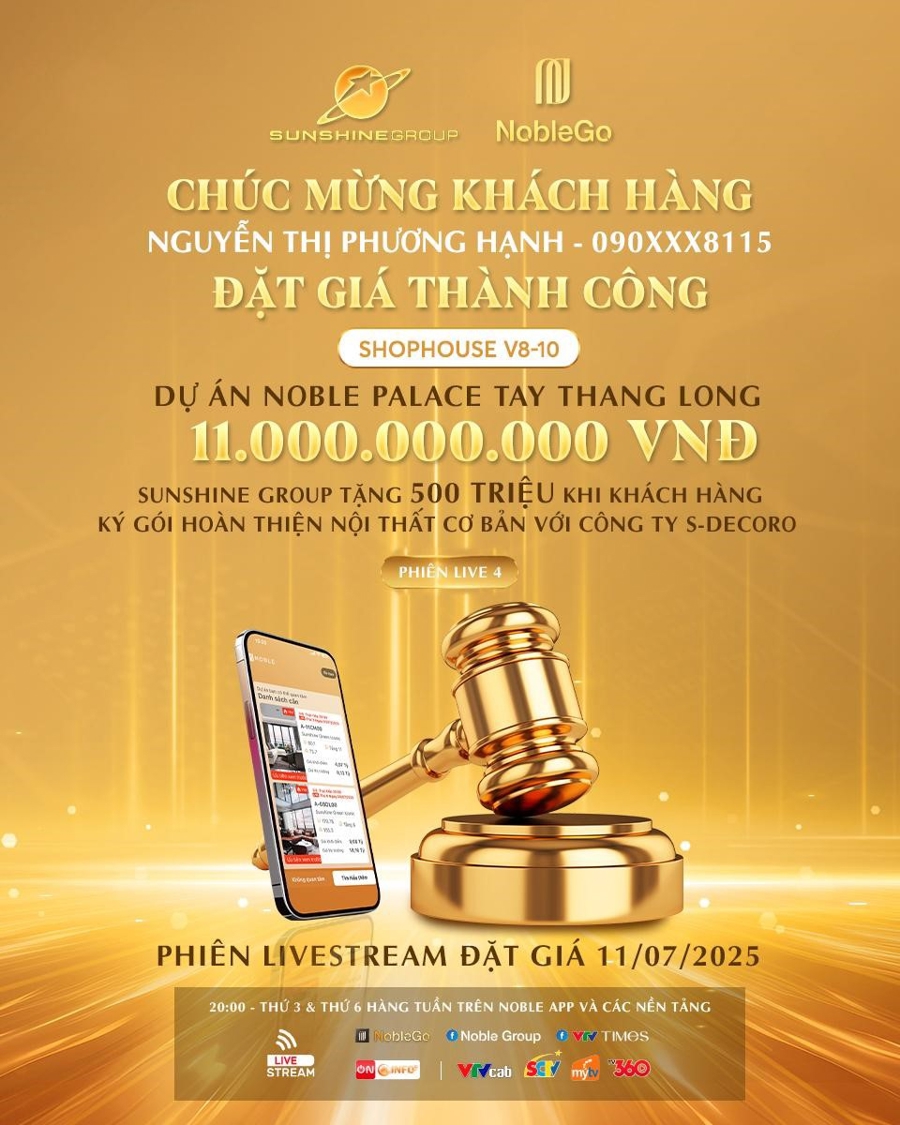 Trải qua ba v&ograve;ng đầy kịch t&iacute;nh, kh&aacute;ch h&agrave;ng Nguyễn Thị Phương Hạnh đ&atilde; đặt th&agrave;nh c&ocirc;ng căn V8-10 với gi&aacute; 11 tỷ đồng, thấp hơn 2,5 tỷ so với gi&aacute; thị trường.