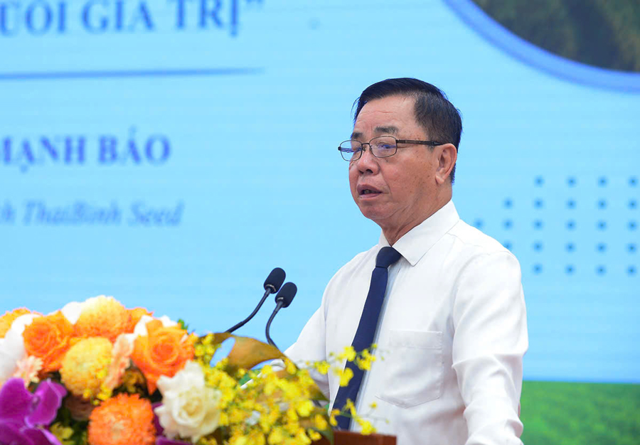 Ông Trần Mạnh Báo, Chủ tịch ThaiBinh Seed, chia sẻ kinh nghiệm về phát triển ngành lúa gạo.