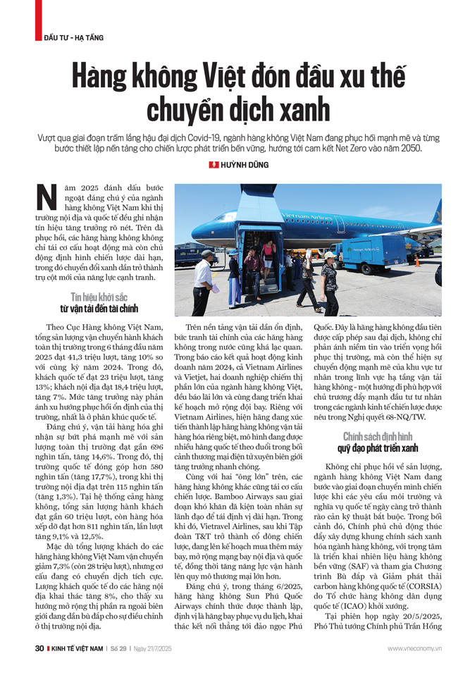 Ngành hàng không Việt Nam chủ động xây dựng chiến lược chuyển đổi xanh, nâng cao năng lực cạnh tranh quốc tế - Ảnh 1