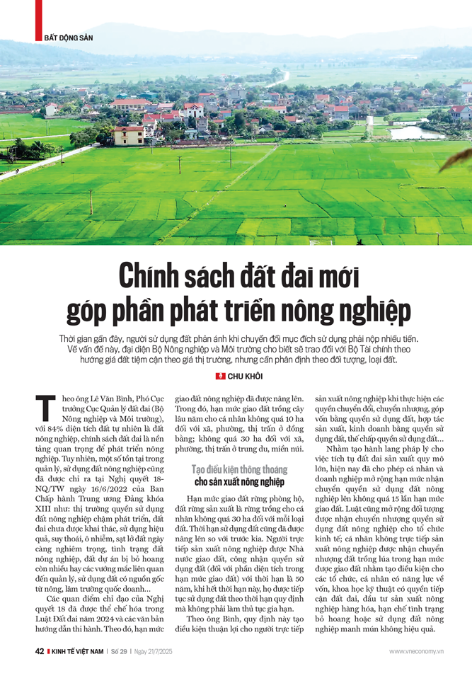Chính sách đất đai mới góp phần phát triển nông nghiệp - Ảnh 1