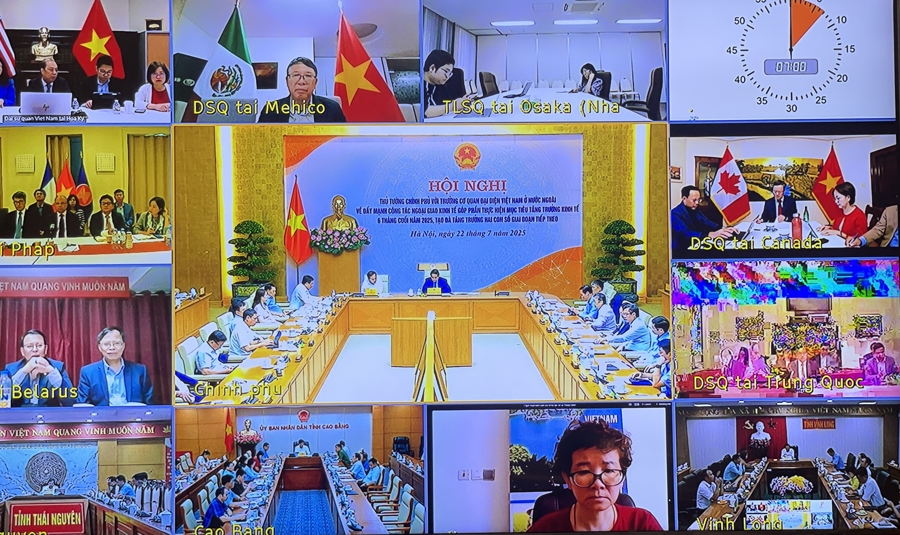 Các đại biểu đã đánh giá kết quả công tác ngoại giao kinh tế 6 tháng đầu năm 2025 - Ảnh: VGP