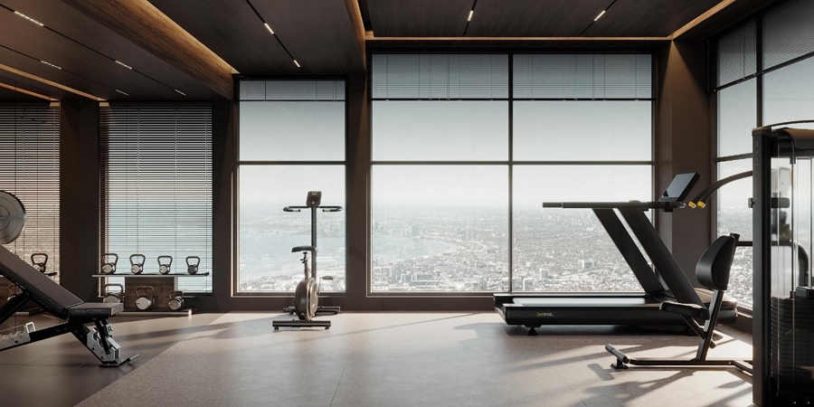 Tầm nhìn triệu đô nhìn từ phòng tập Gym riêng tư của cư dân The Nelson.