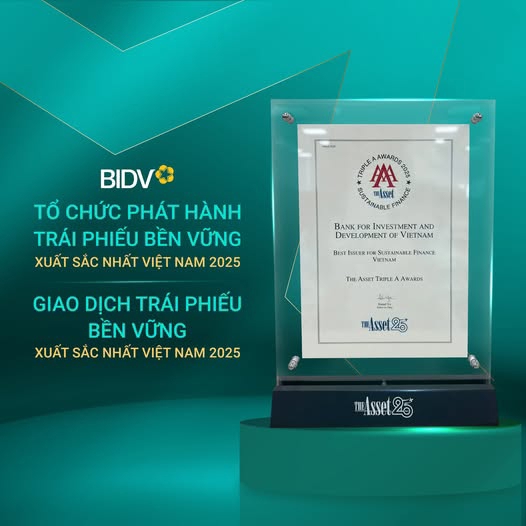 BIDV nhận các giải thưởng uy tín về phát triển bền vững.