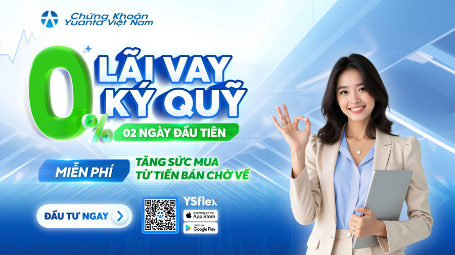 Chứng khoán Yuanta Việt Nam tiên phong miễn phí tăng sức mua từ tiền bán chờ về và miễn lãi vay ký quỹ 2 ngày đầu tiên.