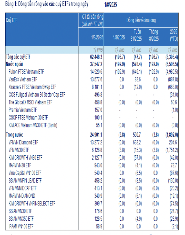 Hiệu suất vượt trội so với toàn bộ các ETF, Fubon FTSE Vietnam vẫn bị rút ròng 5.000 tỷ từ đầu năm - Ảnh 1