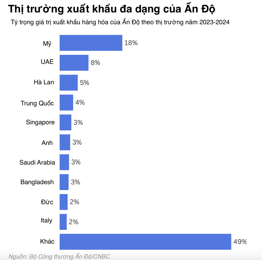 Bị Tổng thống Trump tăng thuế quan lên 50%, kinh tế Ấn Độ có chao đảo? - Ảnh 1