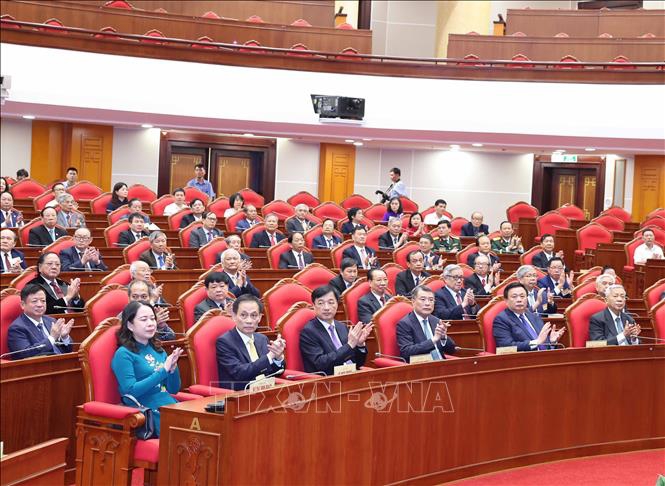 L&atilde;nh đạo Đảng, Nh&agrave; nước v&agrave; c&aacute;c đại biểu tham dự buổi gặp mặt - Ảnh: TTXVN